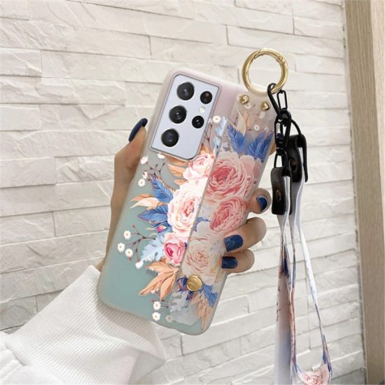 Flower Samsung S22 Case With Lanyard and Strap