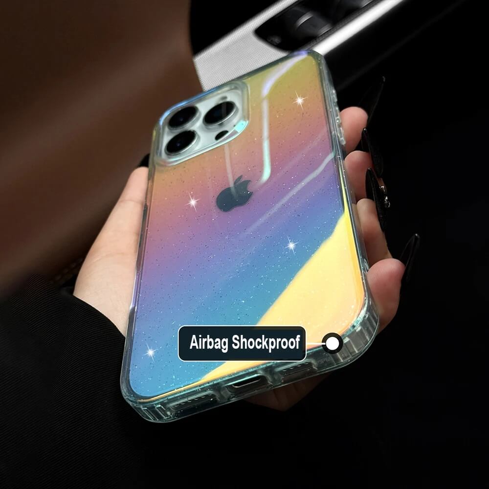 Gradient Glitter Clear Phone Case with Air Cushion Corners Gradient Glitter Clear Phone Case with Air Cushion Corners
