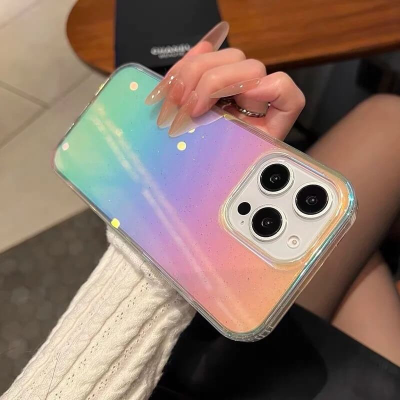 Rainbow Gradient Glitter Clear Case with Air Cushion Corners Rainbow Gradient Glitter Clear Case with Air Cushion Corners