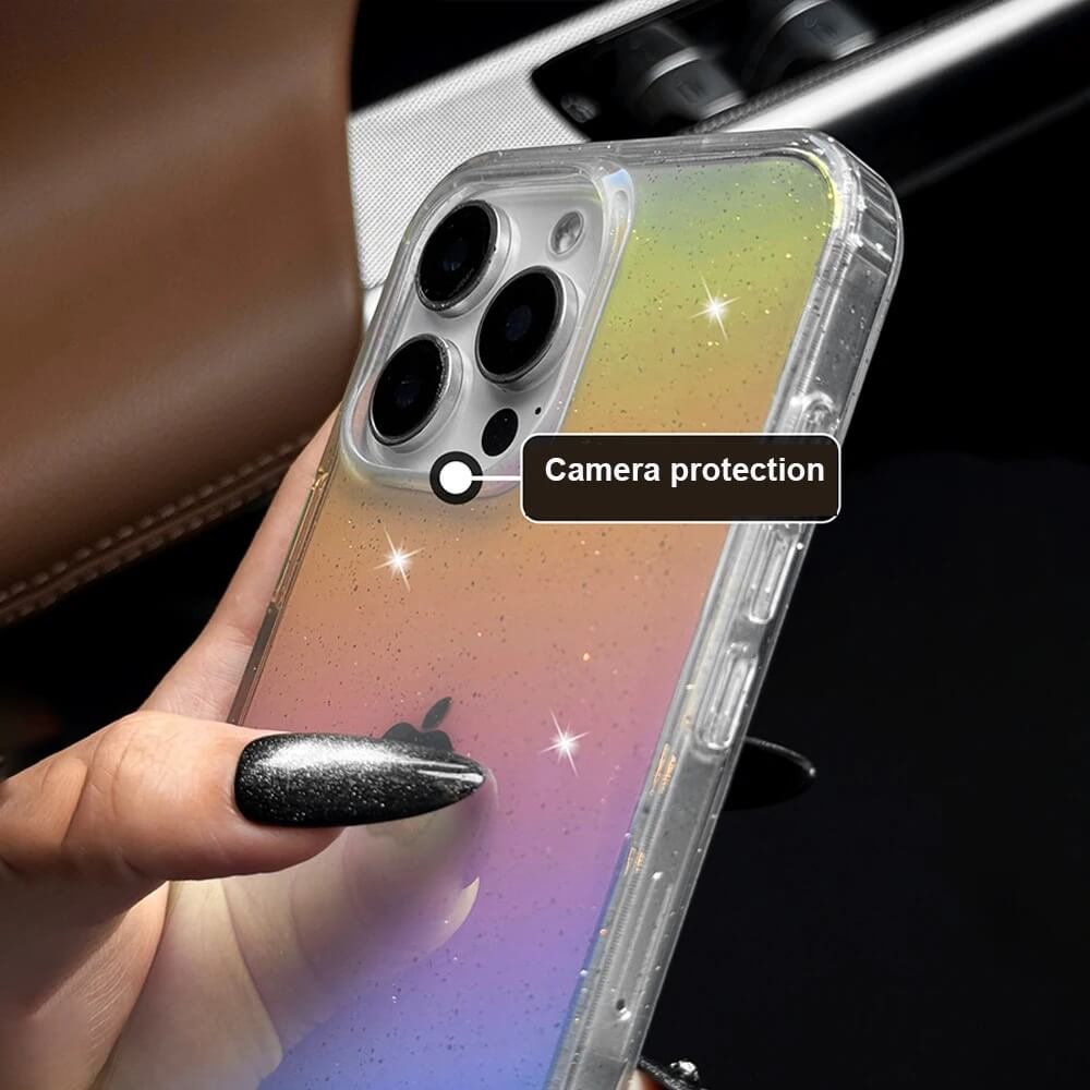 Rainbow Gradient Glitter Clear iPhone Case Air Cushion Corners Rainbow Gradient Glitter Clear iPhone Case Air Cushion Corners