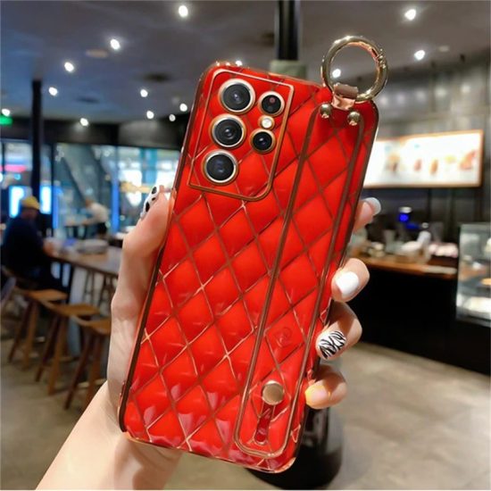 Red Electroplated phone Case With Hand Strap
