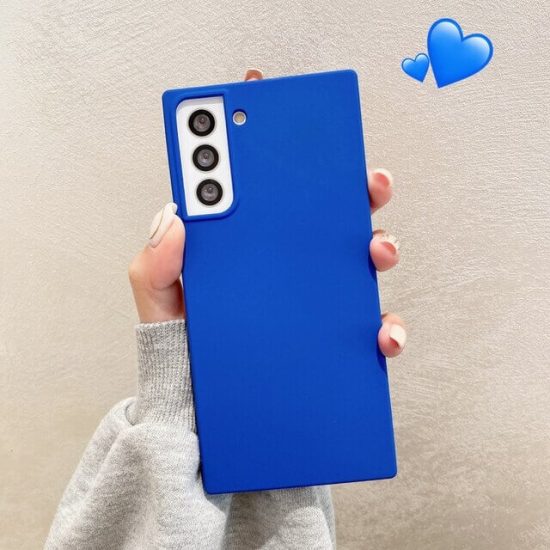 Soft Silicone Square Phone Case-Dark Blue