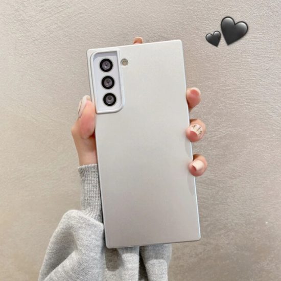 Soft Silicone Square Phone Case - Silver Color