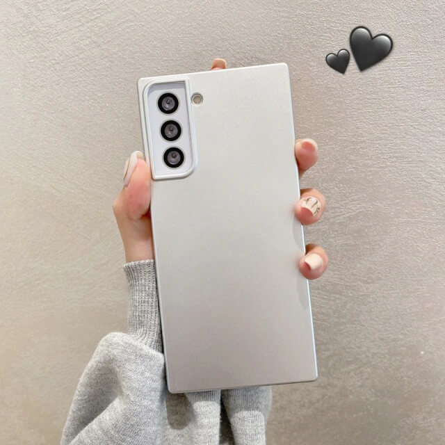 Soft Silicone Square Phone Case - Silver Color
