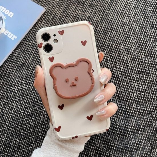 3D bear iPhone case with popsocket