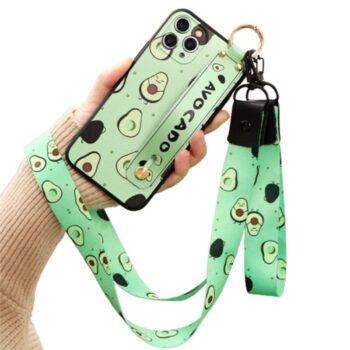Avocado iPhone case cover with hand strap and lanyard