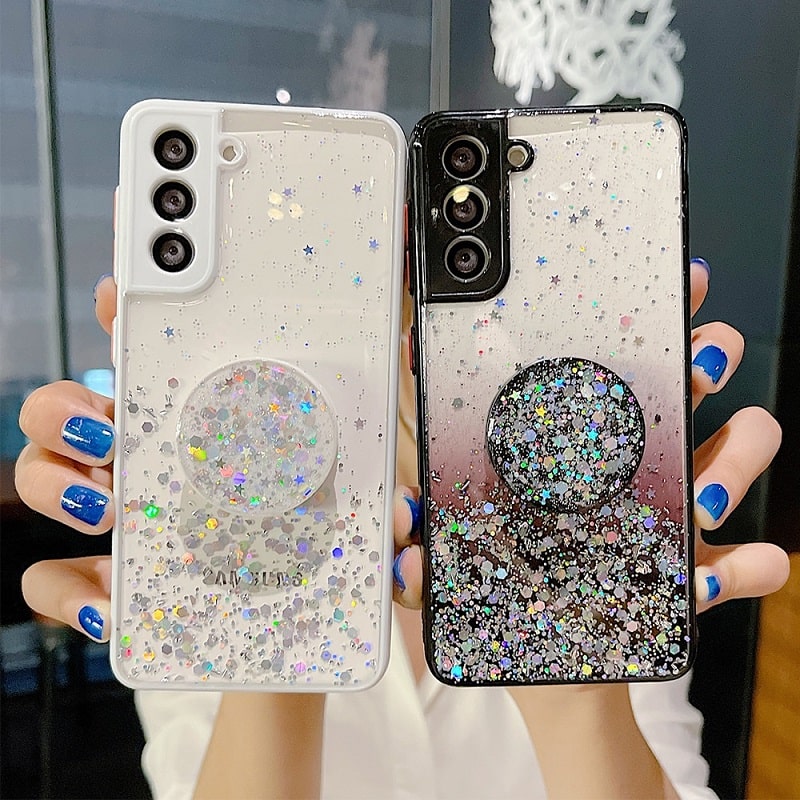 Glitter Samsung Phone Case With Pop Up Holder