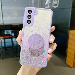 Purple glitter phone case for samsung s22 s21 s20