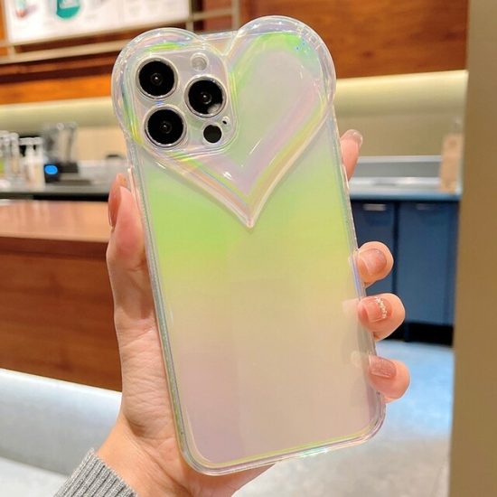 White Love Heart Gradient Clear iPhone Case