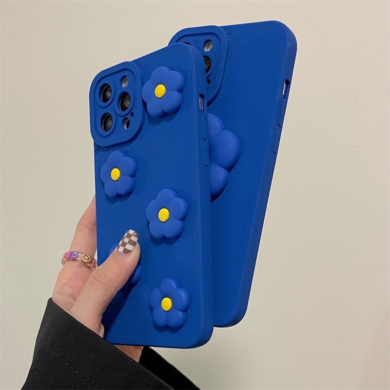 Blue 3D Flower Phone Case