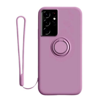 Candy Color Silicone Samsung Case With Ring Holder and Lanyard