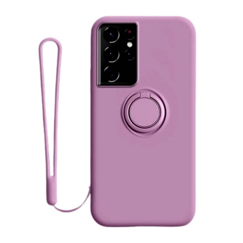 Candy Color Silicone Samsung Case With Ring Holder and Lanyard