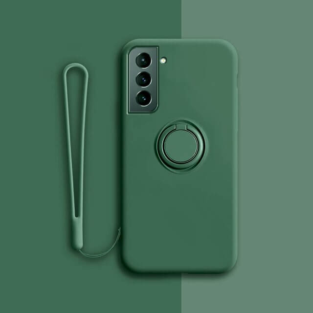 Candy Color Silicone Samsung Case With Ring Holder-dark green - Copie