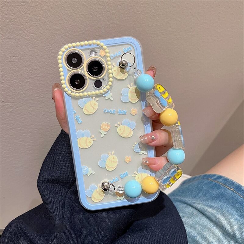 Cute Bee iPhone Case With Chain Bracelet