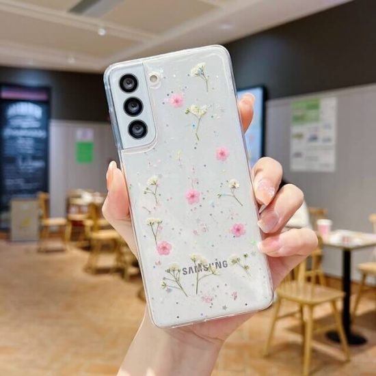 Pink Real Dried Flower Case for Samsung S22-S21-S20