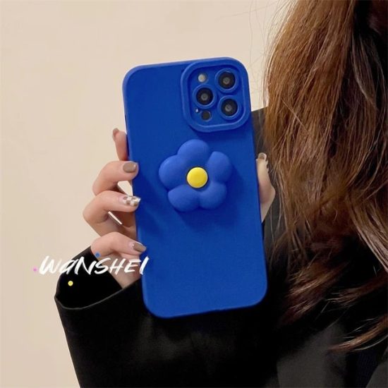 Solid Blue 3D Flower iPhone Case Waw Cases