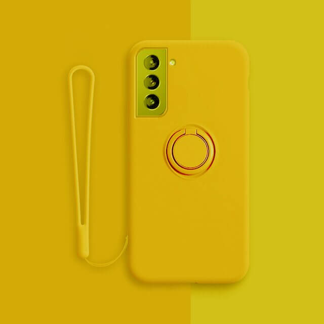 yellow Candy Color Silicone Samsung Case With Ring Holder