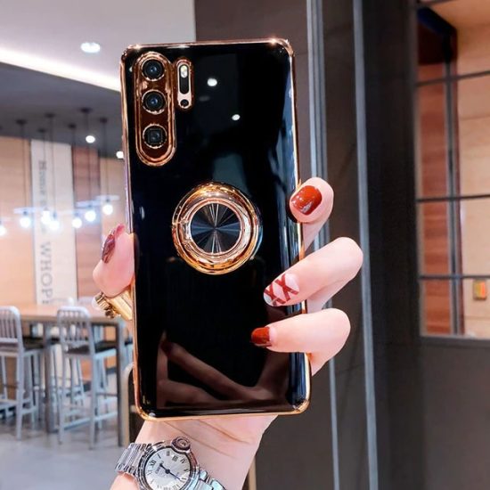Black Finger Ring Silicone Case for Huawei P30 - P30 Pro