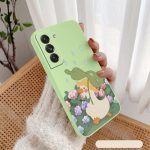 Green matcha duck in garden