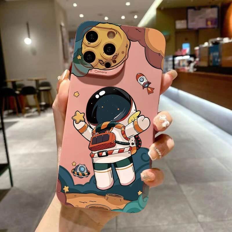 Pink Astronaut & Rocket Space Scene iPhone Case Pink Astronaut & Rocket Space Scene iPhone Case