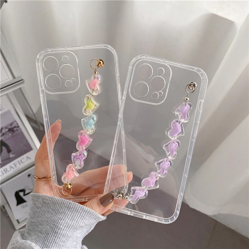 Rainbow Love Chain Clear iPhone Case