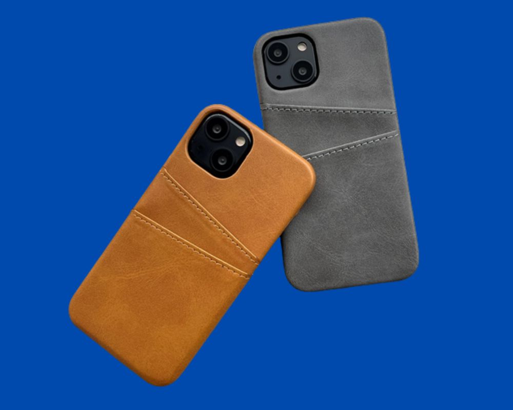 Leather phone case with card holder on back