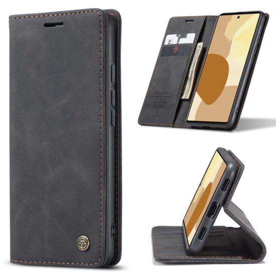 Black Leather Wallet Magnetic Google Pixel 6 Case