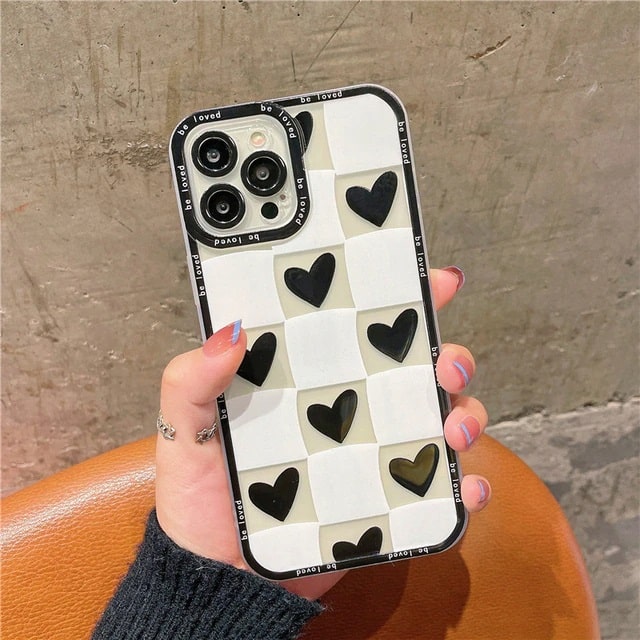 Black and white 3d heart iPhone case