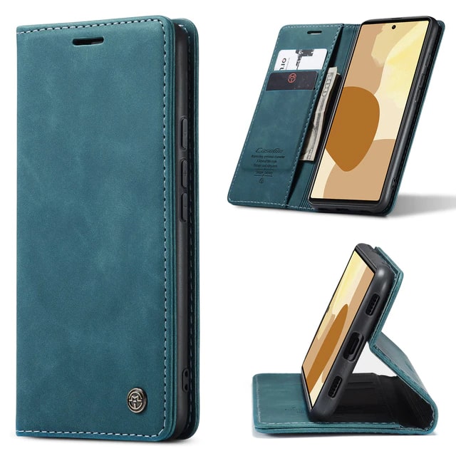 Blue Leather Wallet Magnetic Google Pixel 6 Pro Case
