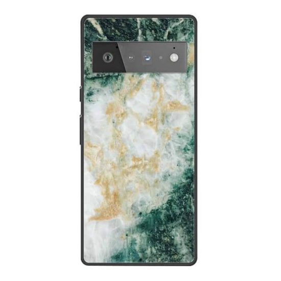 Gold green marble phone case for google pixel 6, 6 Pro