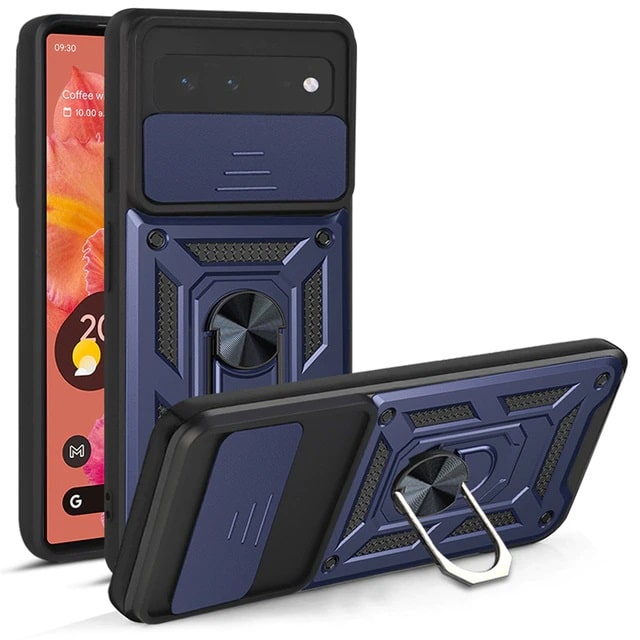 Shockproof Google Pixel 6 Case With Ring and Card Holder