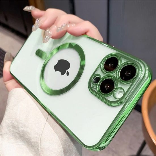 green Wireless Magsafe Clear iPhone Case
