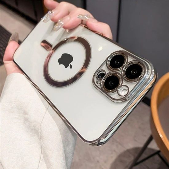 silver Wireless Magsafe Clear iPhone Case