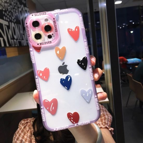 Rainbow Hearts Pattern iPhone Case