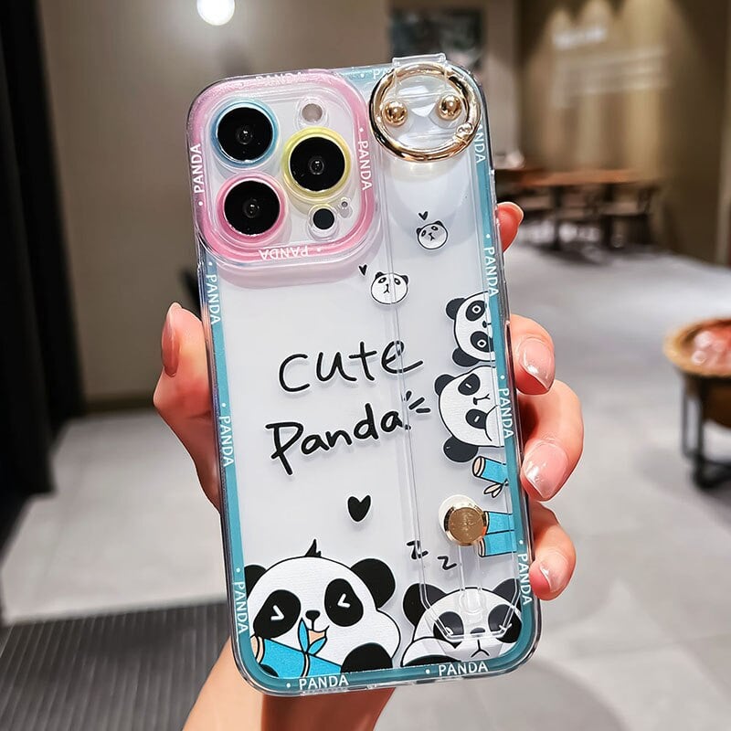 Cute Panda iPhone Case With Hand Strap