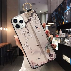 Flower & Bird iPhone Case With clear hand holder-min