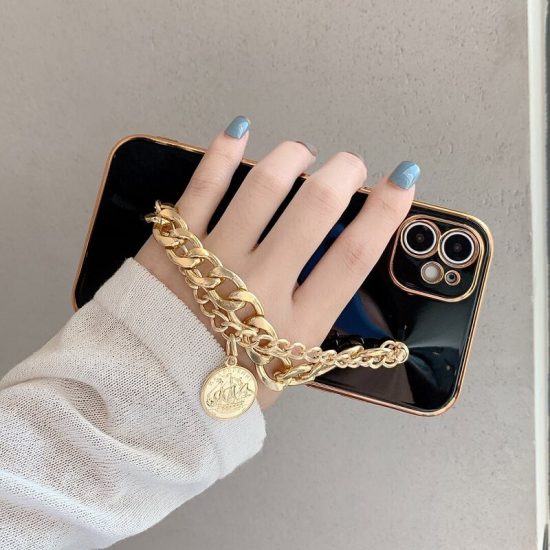 Gold Plating iPhone Case With Coin Chain Bracelet