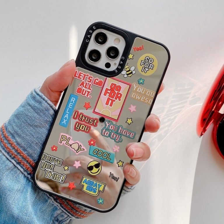 Mirror Sticker Phone Case for iPhone 14 Pro Max 13 12 11 Xs X