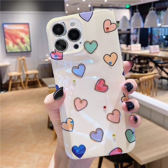 Colorful Laser Hearts iPhone Case
