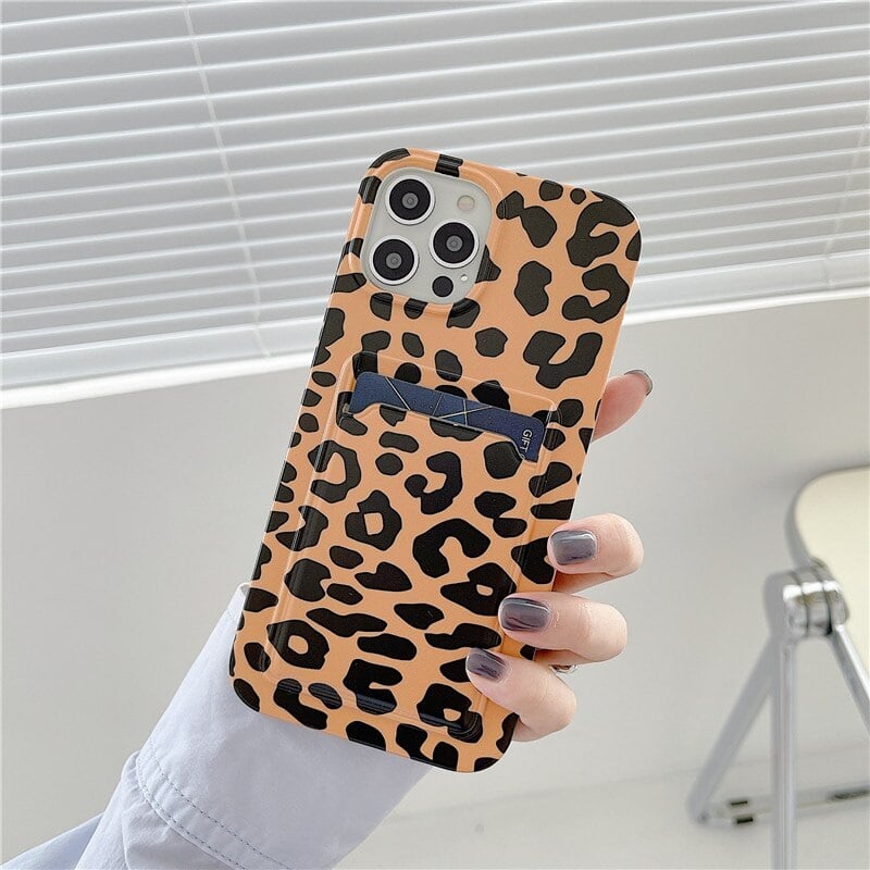 Leopard Print iPhone Case With Card Holder