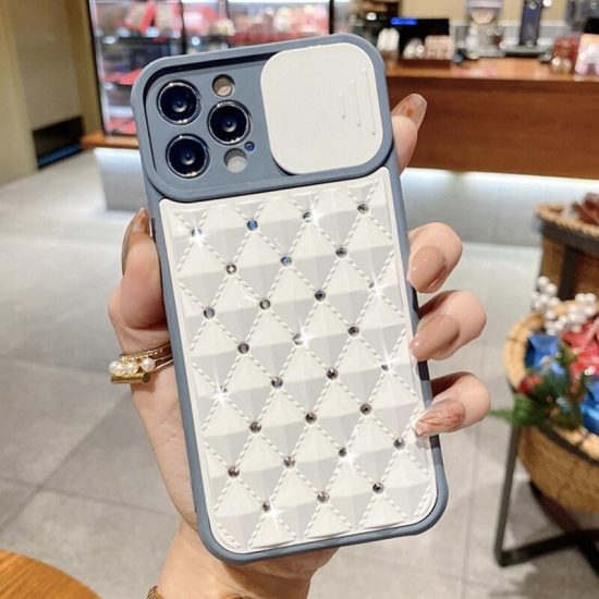 White Diamond Bling Jewelled Camera Protection Phone Case