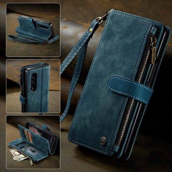 Blue Leather Detachable wallet Samsung Cover