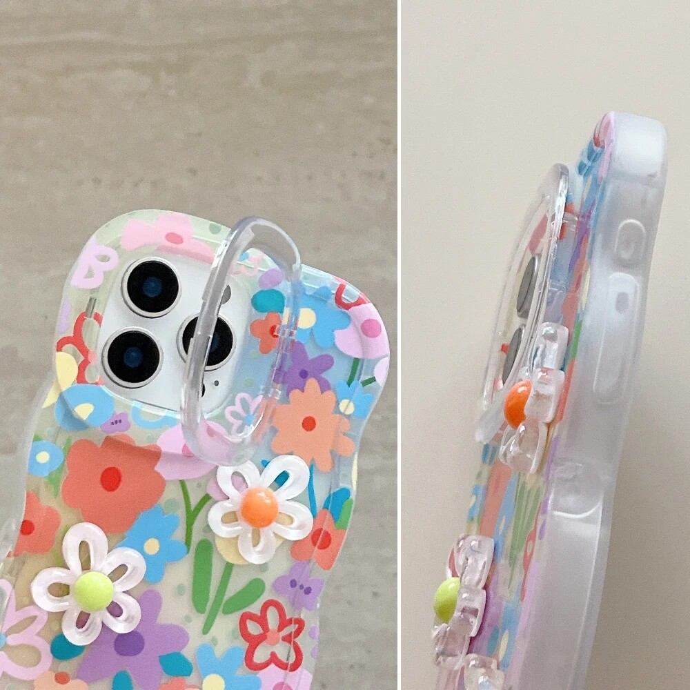 Daisy Clear iPhone Case with Beaded Bracelet Charm and Stand Daisy Clear iPhone Case with Beaded Bracelet Charm and Stand