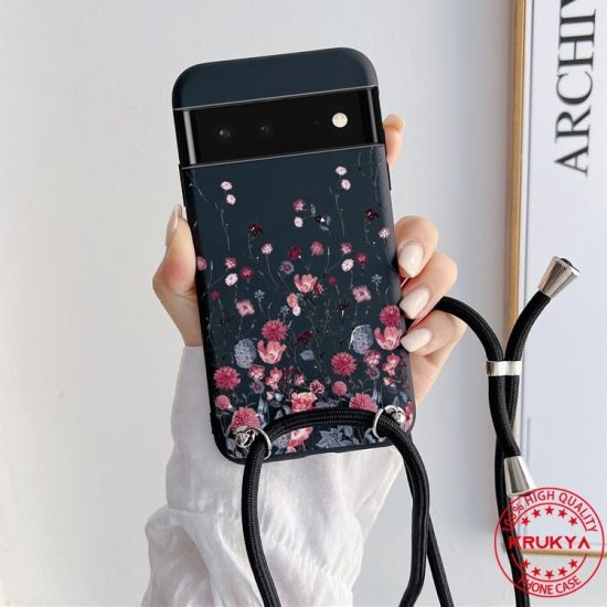 Flower Google Pixel Case With Crossbody Shoulder Strap