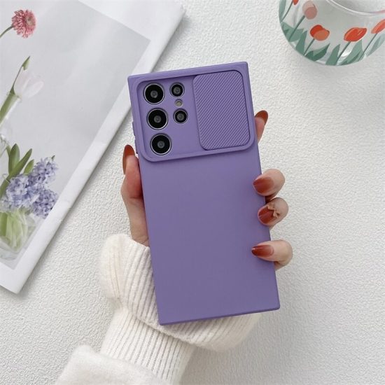 Square Liquid Silicone Samsung Phone Case With Lens Protection