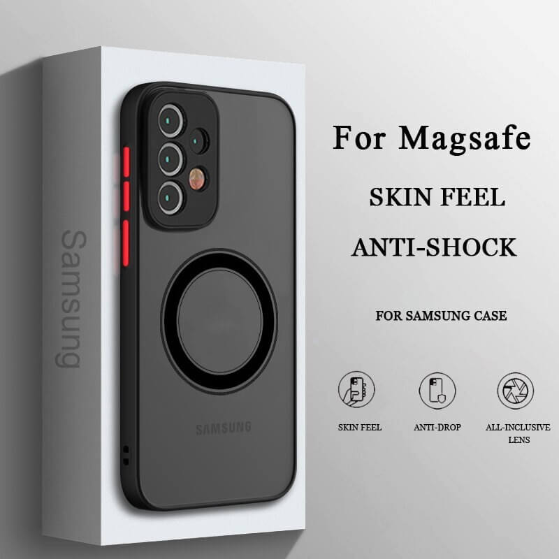 Black Shockproof Armor Mag Safe Magnetic Matte Case