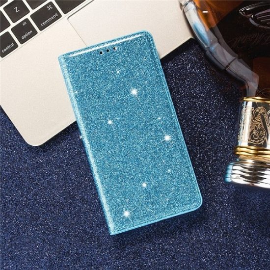 Blue Bling Glitter Wallet Phone Case