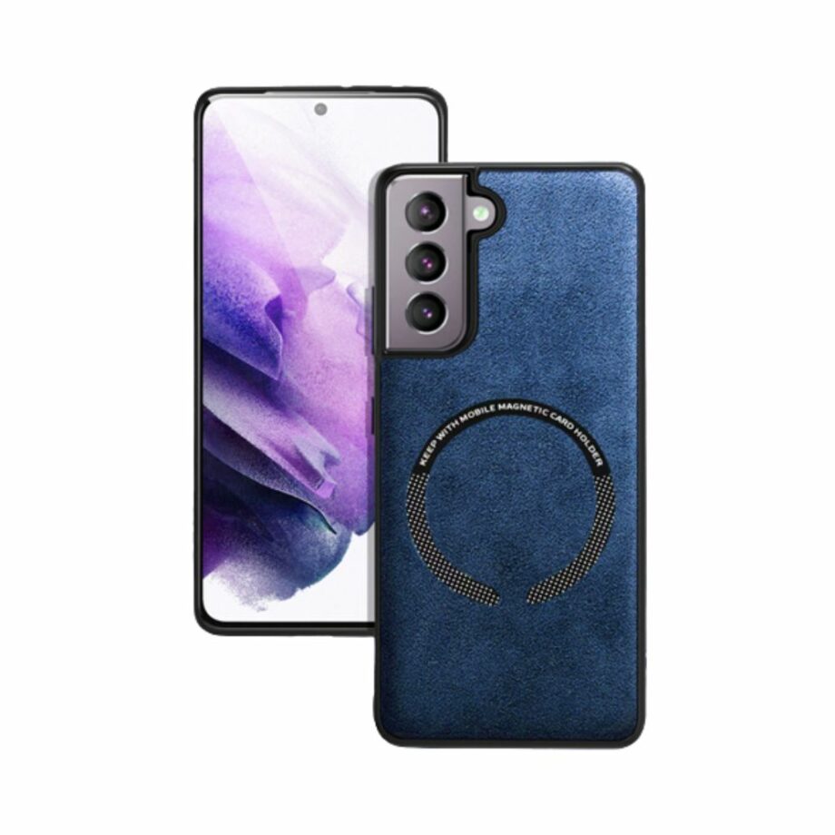 Blue Magnetic Alcantara Samsung Case