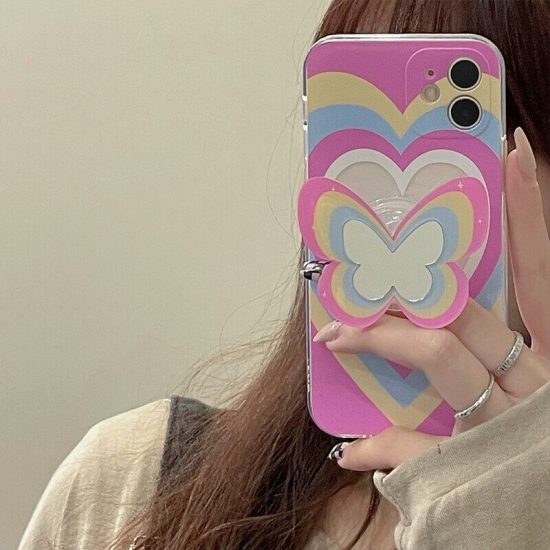 Butterfly Heart Mirror iPhone Case Multicolor