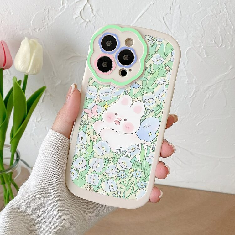 Rabbit Bear Flower Plant iPhone Case